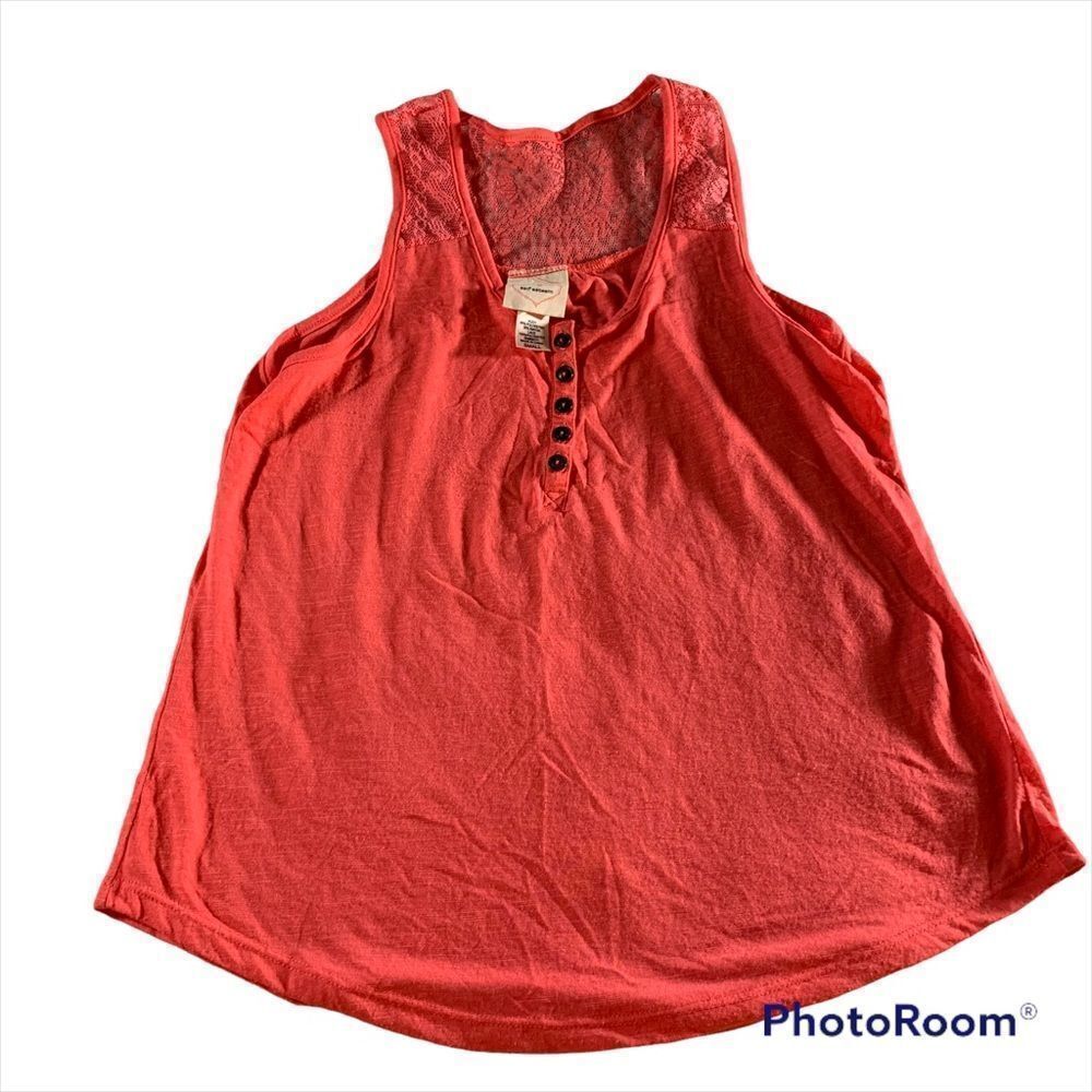 Self Esteem pink coral tank top with lace on back buttons size small